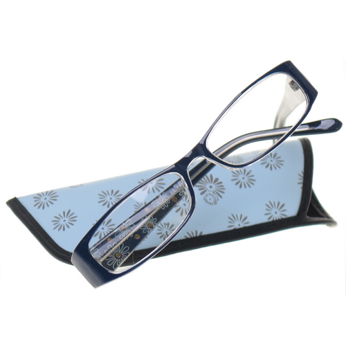 Kunststof dames leesbril bling-bling (blauw) +2.50 dpt.