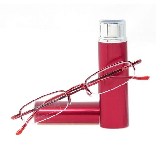 Mini nylor leesbril +3.00  dpt. + brillenkoker rood