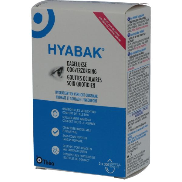 Hyabak  duo pack 2x10 ml. voor bevochtiging en smering.