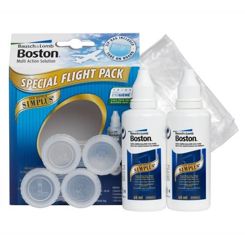 Special Flight Pack Boston Simplus (vormstabiele lens) 2 x 60 ml + 2 lenshouders